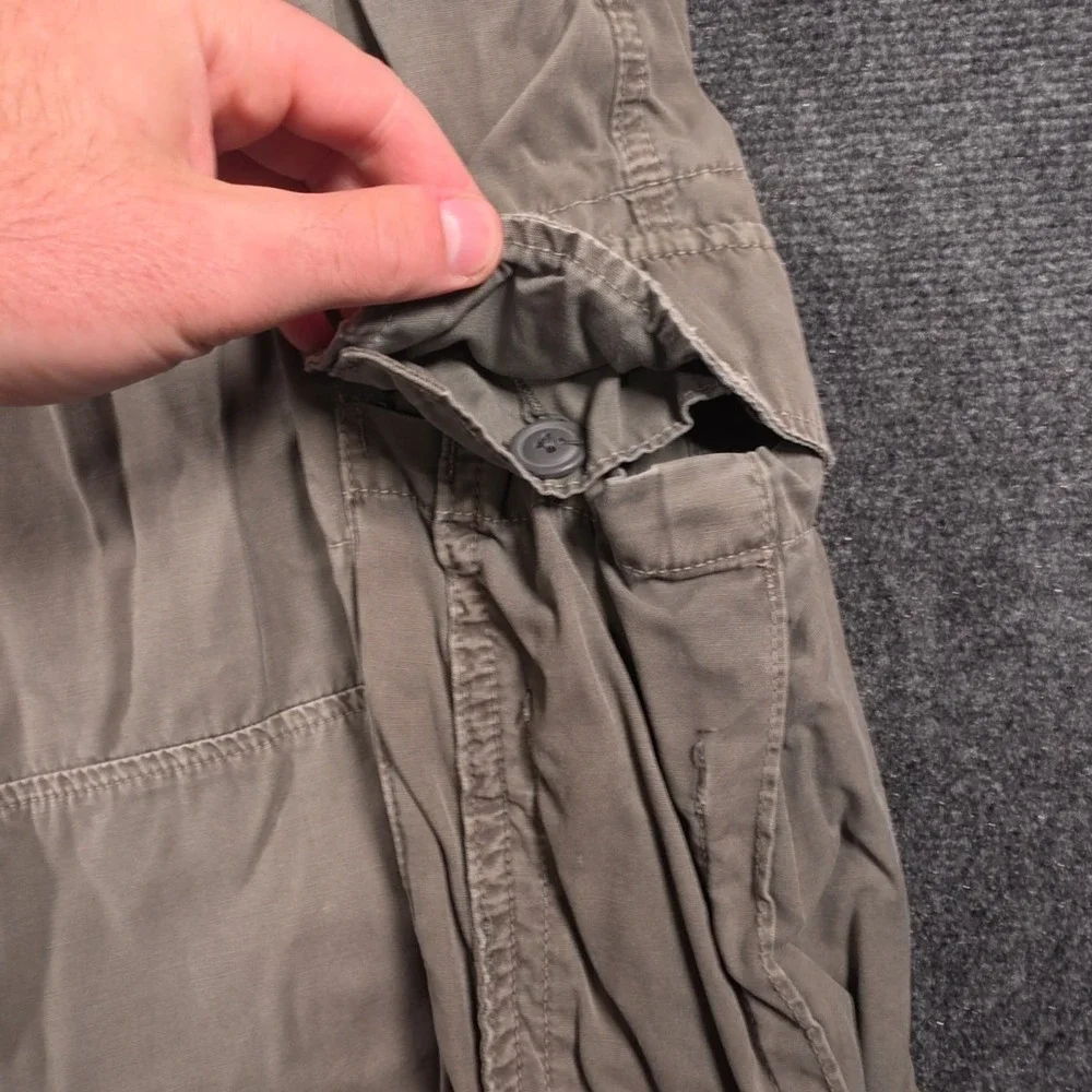 VTG Abercrombie Cargo Shorts Mens XL Khaki Tan Cotton Elastic Waist Pockets